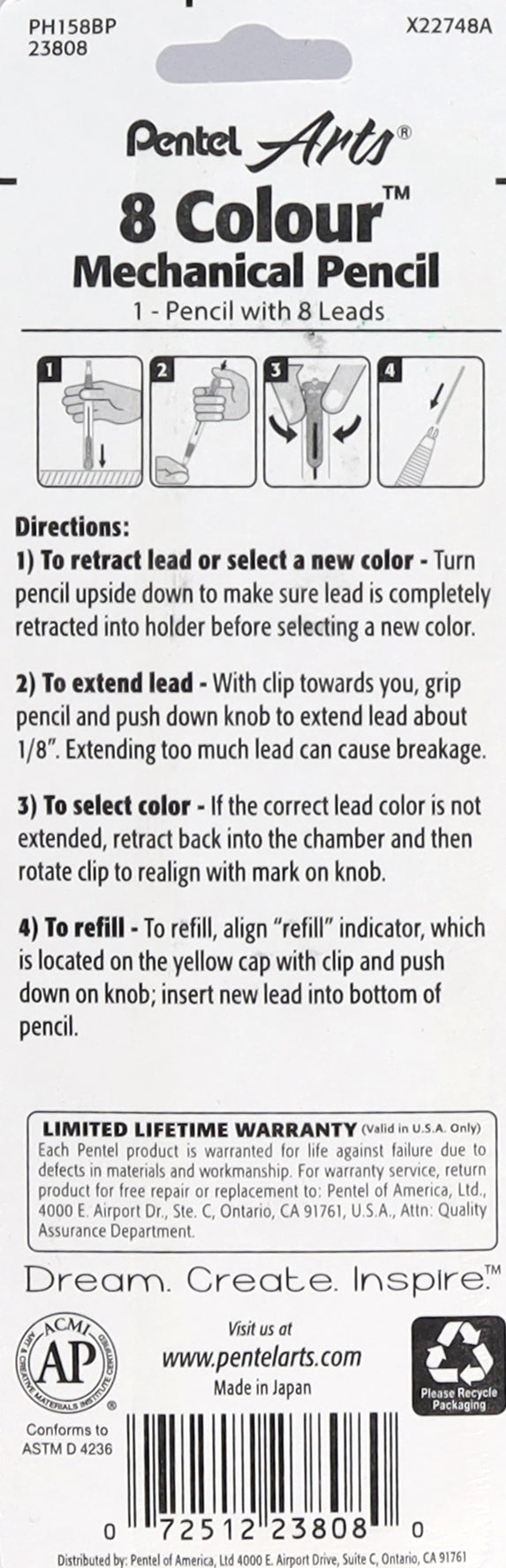 Pentel 8 Colour Automatic Pencil 2.0mm