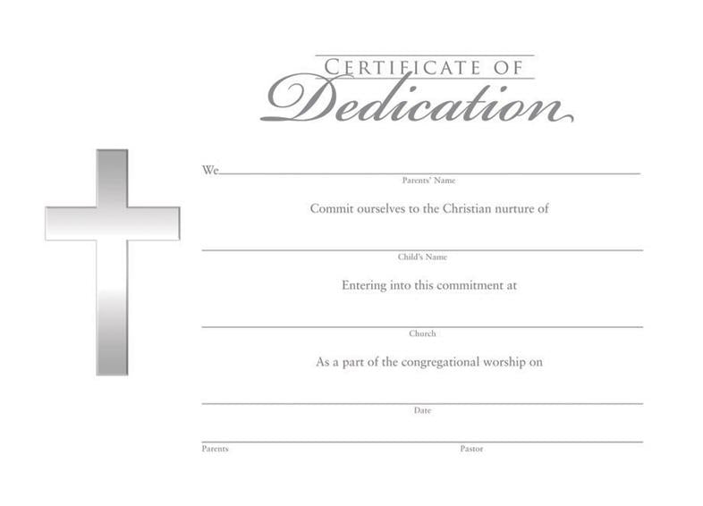 Dedication Certificate Flat Silver Foil (Pk 6)