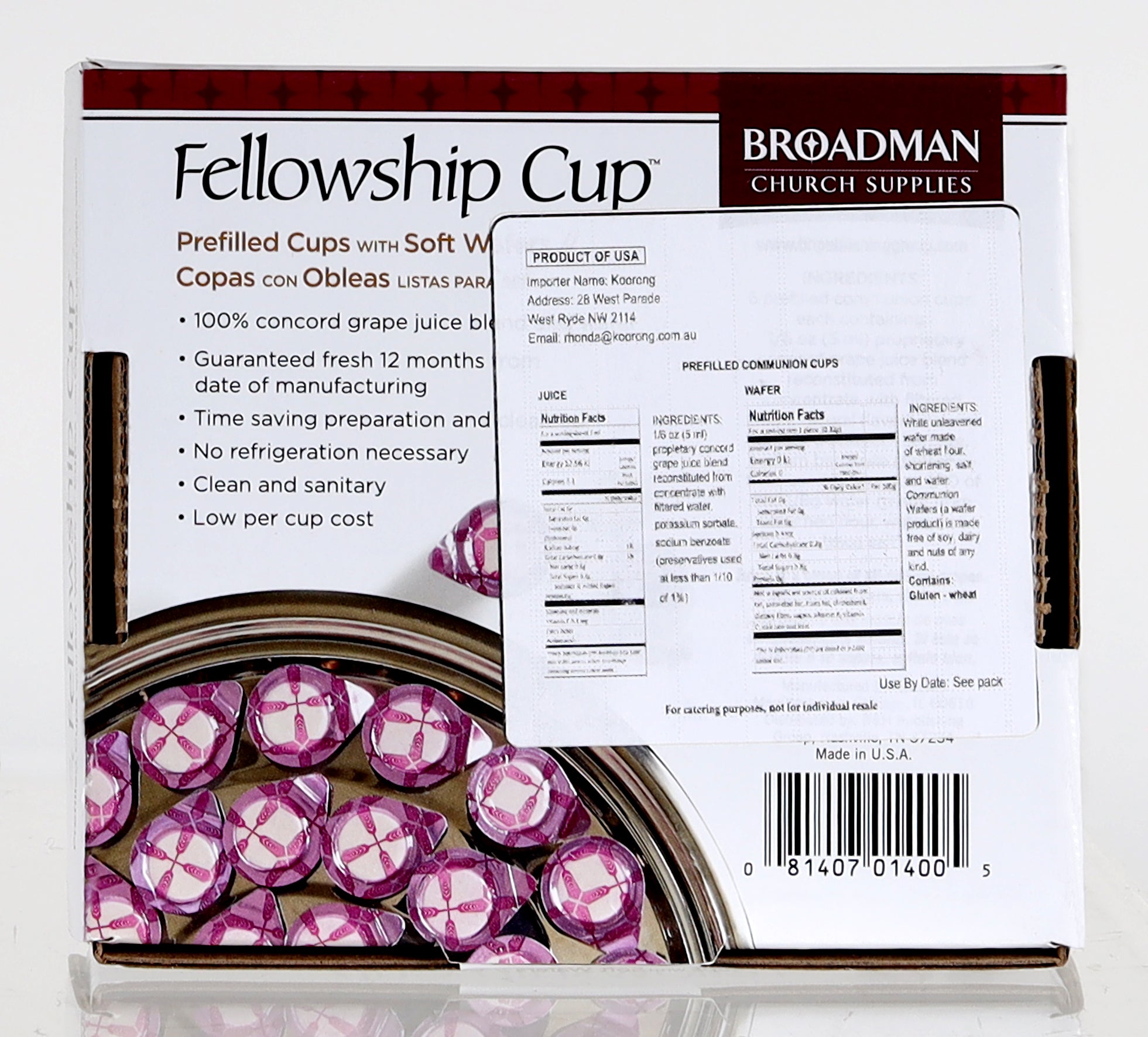 Communion: Fellowship Cup, Filled Cup and Wafer (Box Of 6)