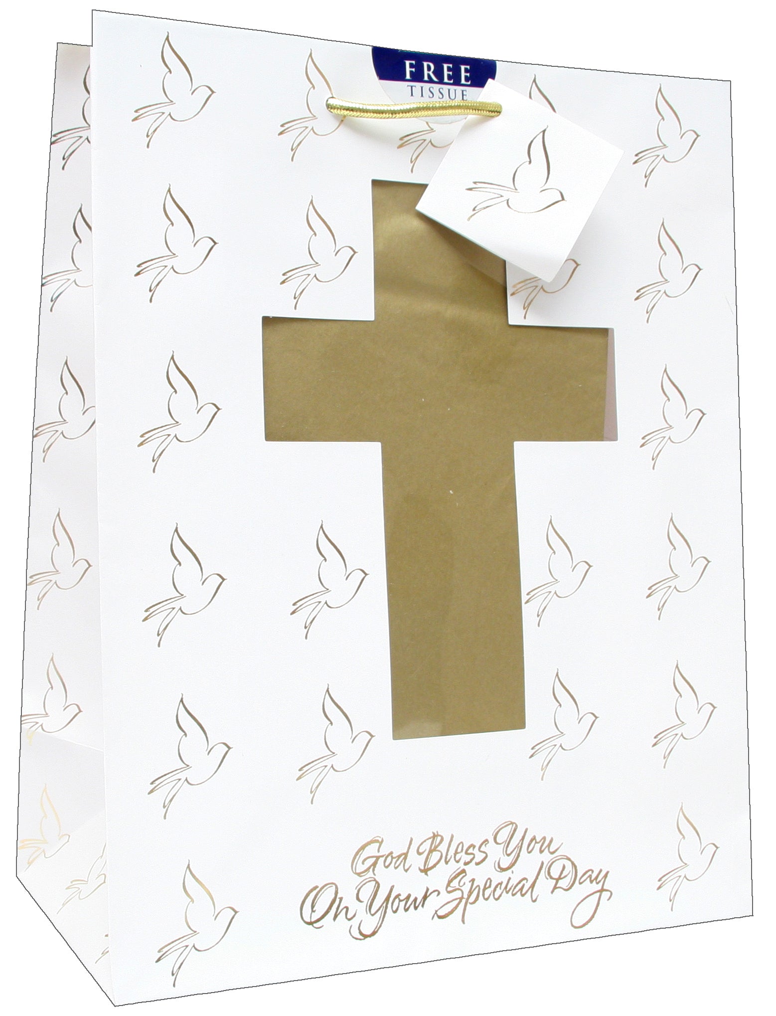 Gift Bag Large: Confirmation/Communion (Incl Tissue Paper & Gift Tag)