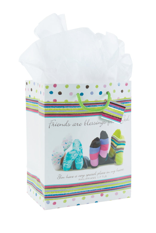 Gift Bag Medium: Friends Are Blessings From God (Incl Two Sheets Tissue Paper & Gift Tag)