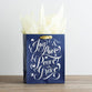 Gift Bag Medium: Joy & Love, Peace & Grace, Navy/White (Incl Two Sheets Tissue Paper & Gift Tag)