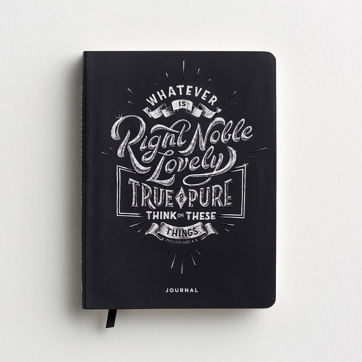 Signature Journal: Think on These Things, Black/White