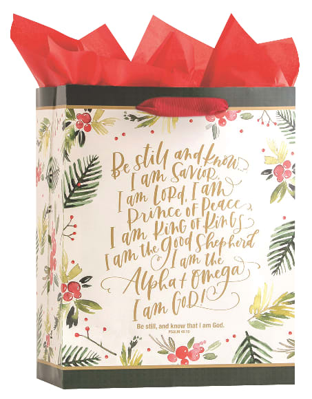 Christmas Gift Bag Large: Be Still (Psalm 46:10 KJV) (Incl Two Sheets Of Tissue Paper)