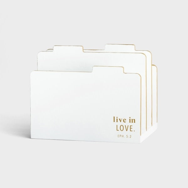 Wood Folder Holder : Live in Love, White With Gold Accents, 3 Slots (Mdf) (Candace Collection)