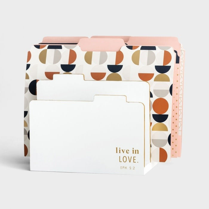 Wood Folder Holder : Live in Love, White With Gold Accents, 3 Slots (Mdf) (Candace Collection)