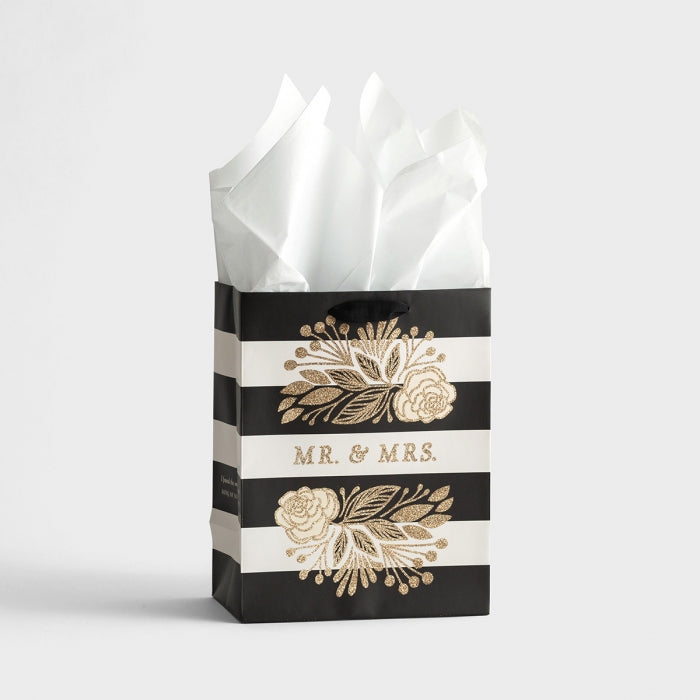 Gift Bag Medium: Mr & Mrs Monochrome Stripe (Sos 3:4 Niv)