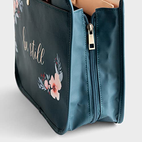 Bible Cover XXLarge: Be Still, Blue Floral (254x304x101mm)