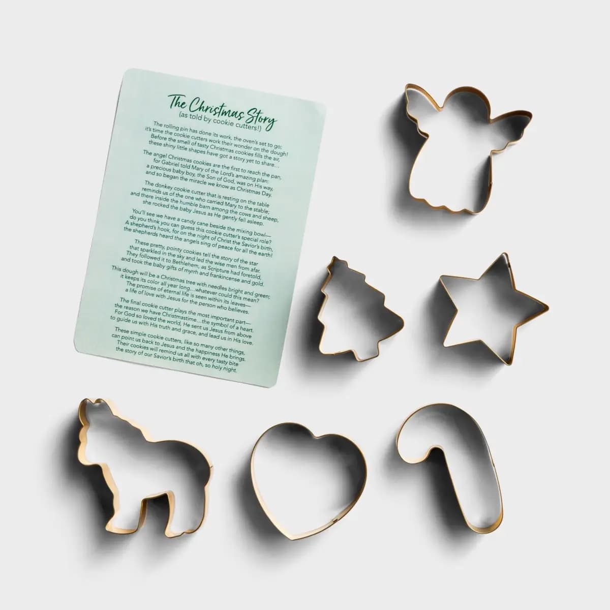 Christmas Cookie Cutter Set of 6: Angel, Donkey, Star, Candy Cane, Heart & Tree (Metal, 76 X 50 Or 76 X 76 Mm Each)