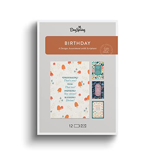 Boxed Cards Birthday:  Cottage Core, NLT (3 each of 4 designs, 12 white envelopes)