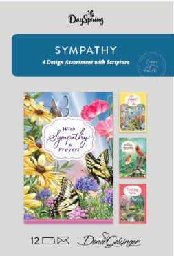 Boxed Cards: Sympathy, KJV (3 each of 4 designs, 12 white envelopes)