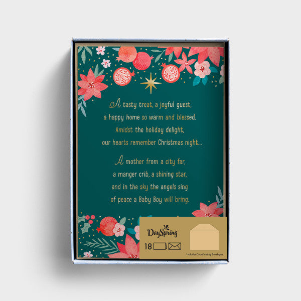Christmas Boxed Cards: Floral Christmas Night, Isaiah 9:6 NRSV (18 Cards/Coloured Envelopes)