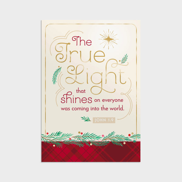 Christmas Boxed Cards (5 Panel Card):  True Light (18 cards/foil lined envelops)