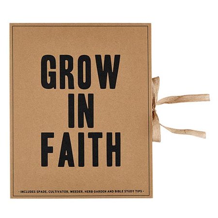 Garden Tools: Grow In Faith (Set includes spade, cultivator and weeder in kraft book box.) (Steel and Beech Wood)