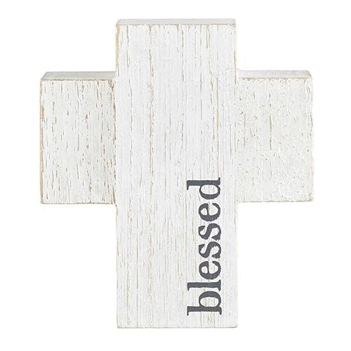 Cross: Blessed, White (Paulownia Wood)