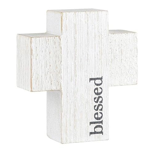 Cross: Blessed, White (Paulownia Wood)