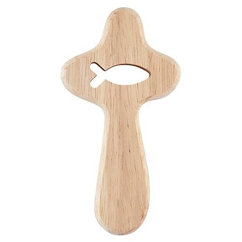 Cross with Cutout Fish, Handheld (Wood)
