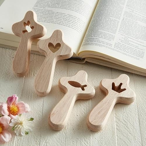 Cross with Cutout Fish, Handheld (Wood)