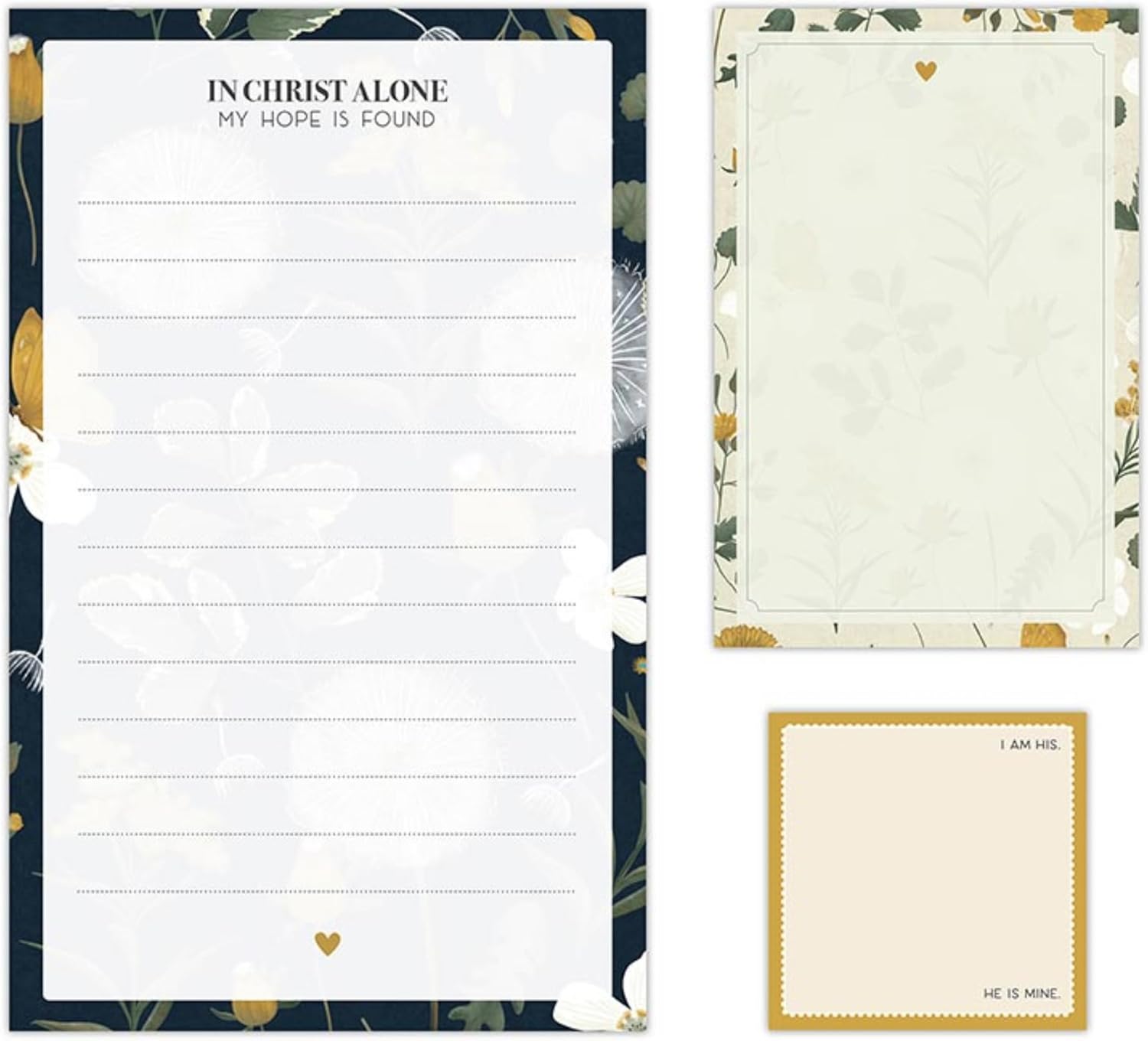 Notepad Set (3 pack): In Christ Alone My Hope is Found. (Set includes:  Square Sticky Notepad, 2 Tear Off Notepads, 50 sheets each.)