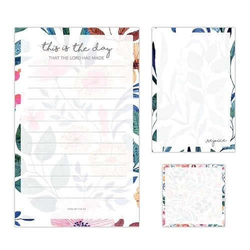 Notepad Set (3 Pack): This is the day that the Lord Has Made. Psalm 118:24. (Set includes:  Square Sticky Notepad, 2 Tear Off Notepads, 50 sheets each.)