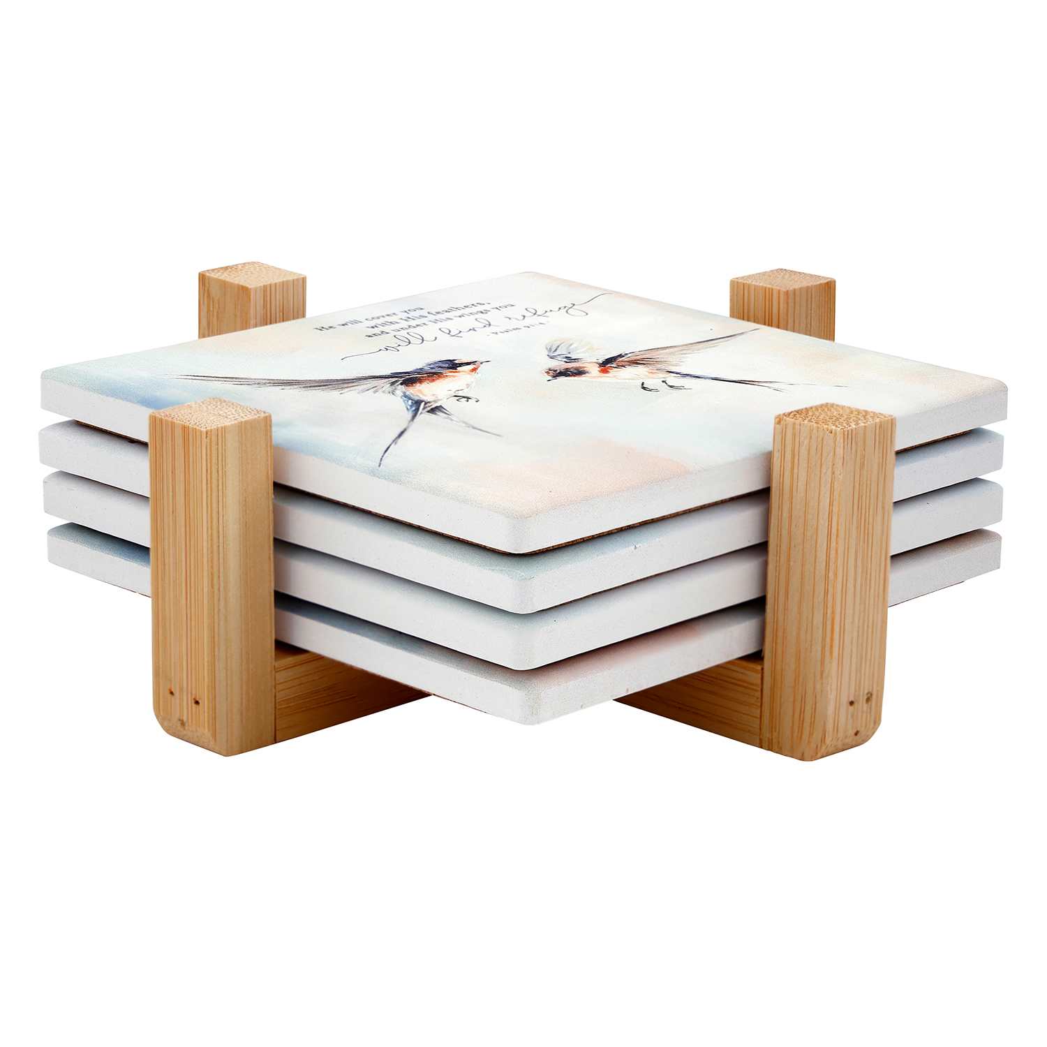 Ceramic Coaster and Holder (Set of 4): Square