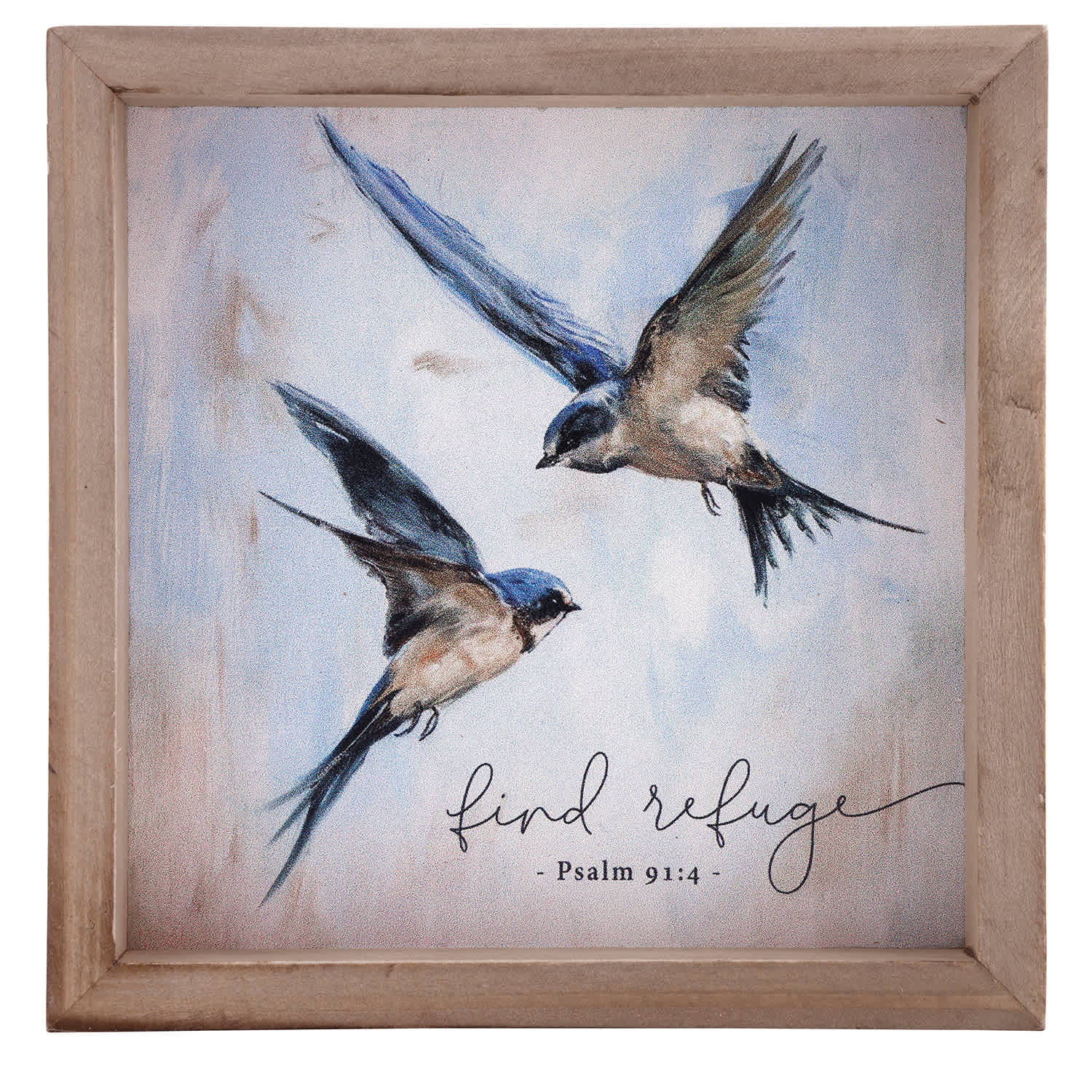 Framed Wall Art: His Wings (Pine & Linen)