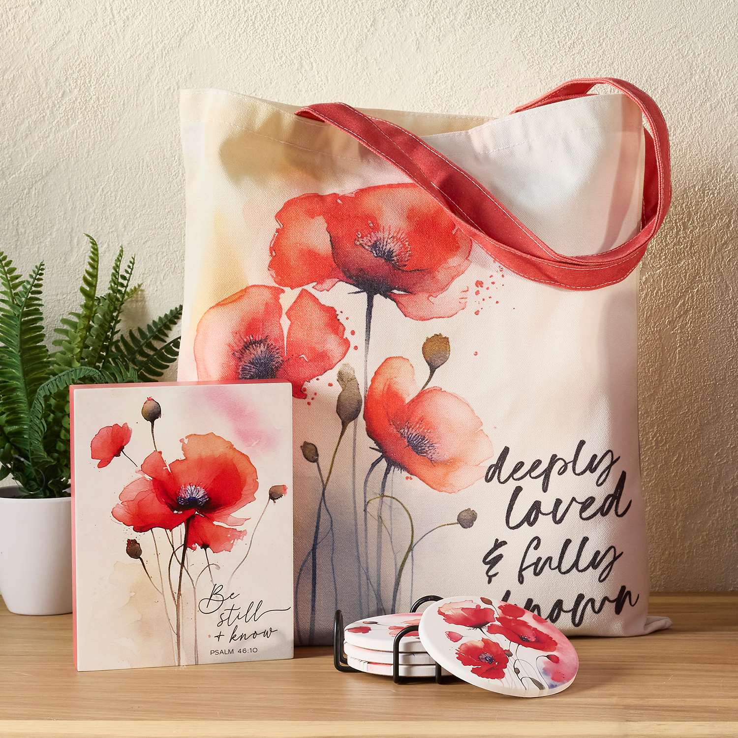 Tabletop Décor: Be Still, Poppies (MDF Block)