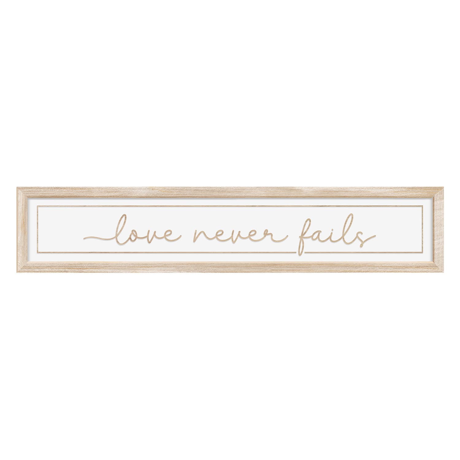 Carved Wall Art: Love Never Fails (Pine/MDF)