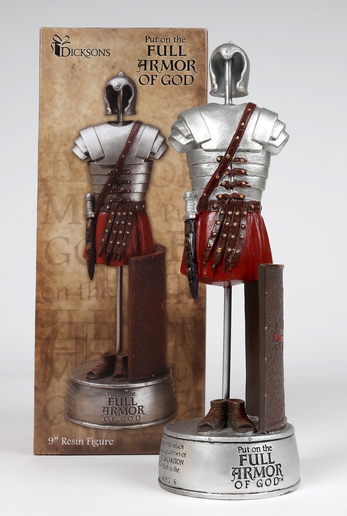 Figurine: Full Armor of God, Silver/Red (Ephesians 6) (Resin)