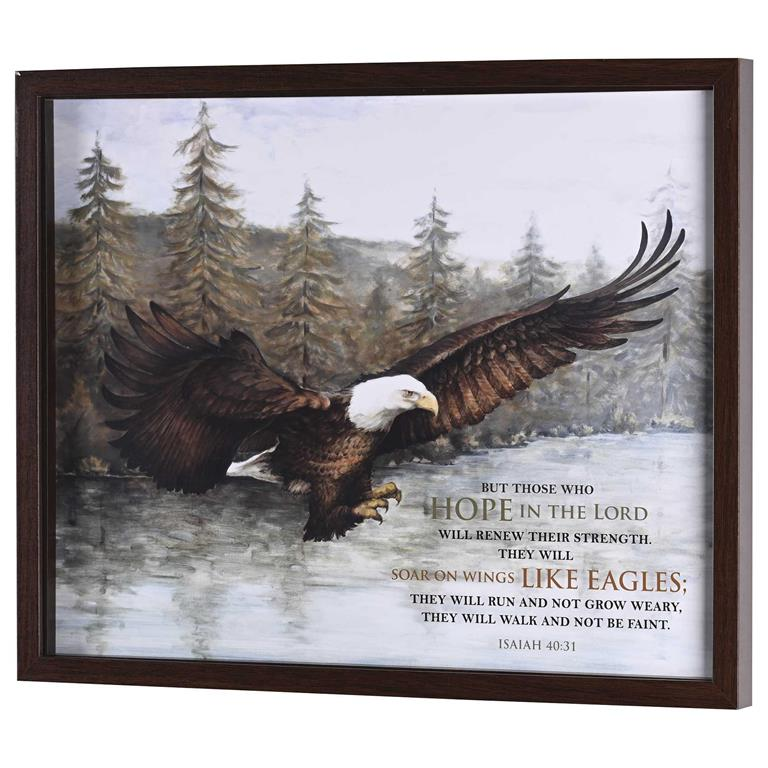 Framed Wall Art: Eagle In Flight Isaiah 40 (MDF)