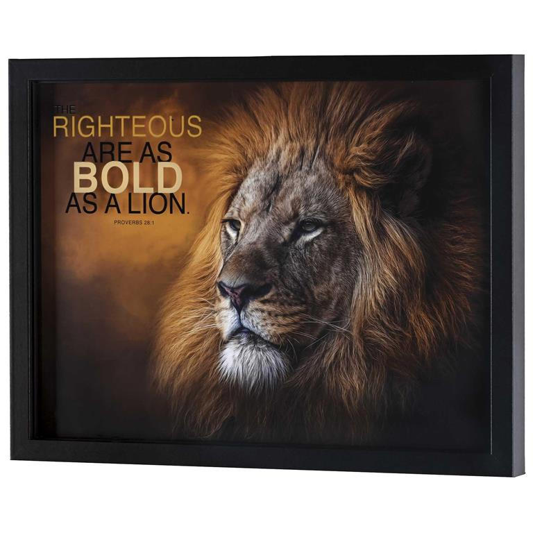 Framed Wall Art: Bold Lion Prov 28:1 (MDF)