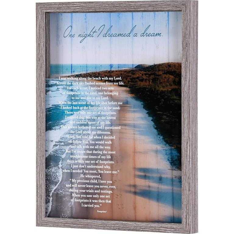 Framed Wall Art: Footprints Beach Scene