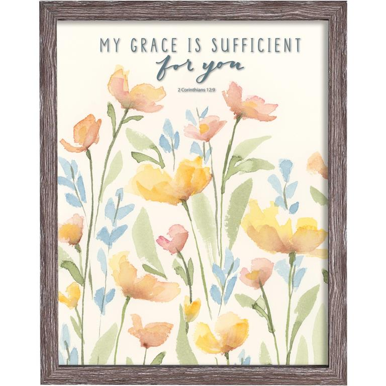 Framed Wall Art: My Grace Is Sufficient (MDF)