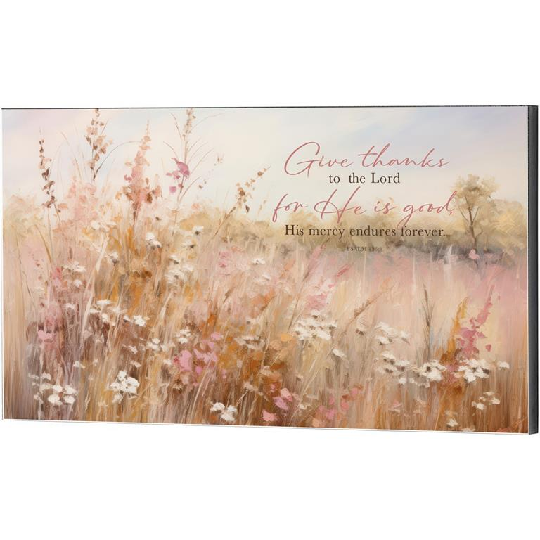 Wall Plaque: Floral Thanks To The Lord (MDF)