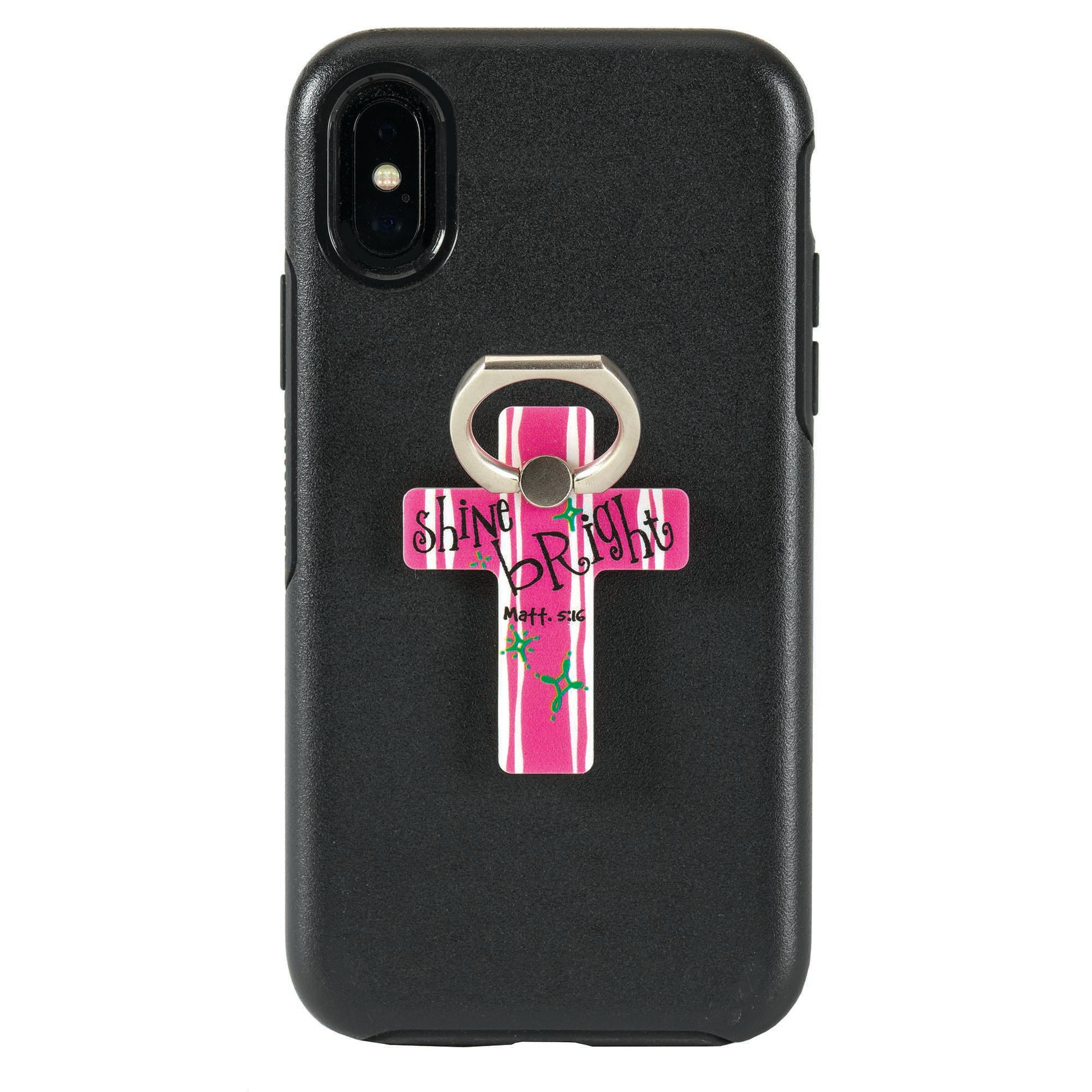 Mobile Phone Cross Ring Holder/Stand: Shine Bright (Matthew 5:16)