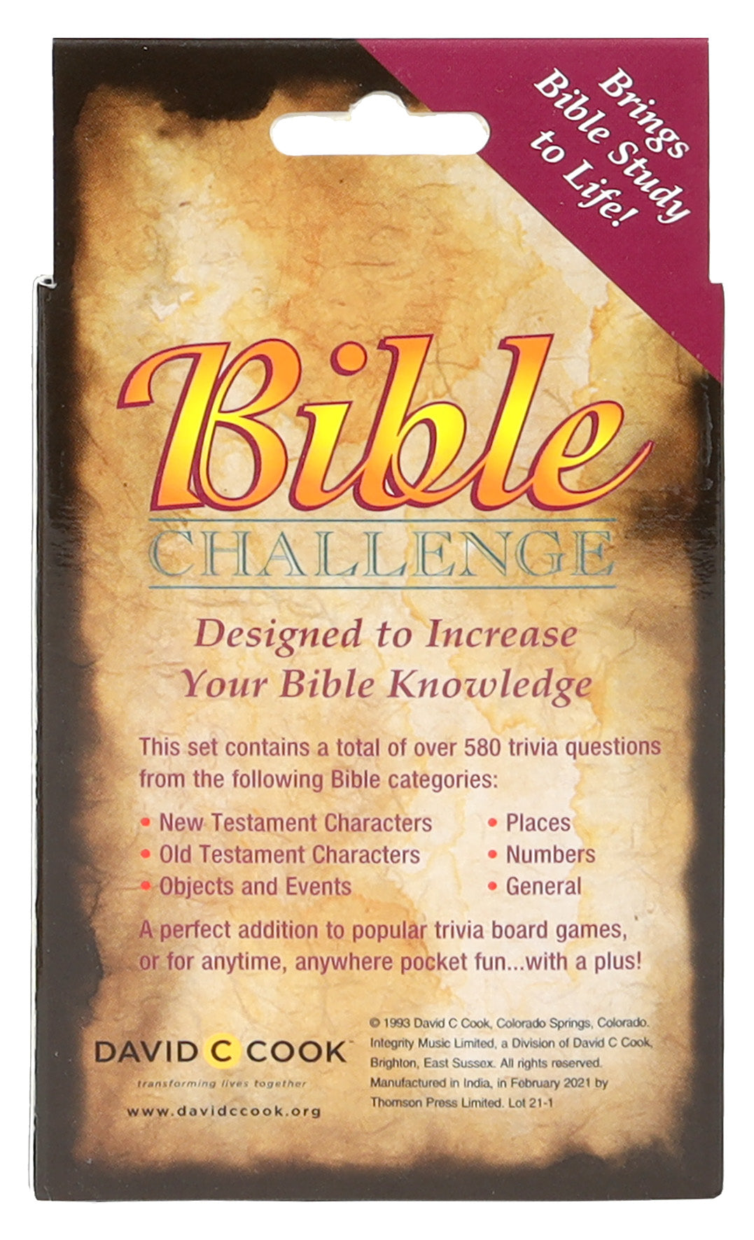 Bible Challenge: Over 580 Bible Trivia Questions (Pocket Edition)