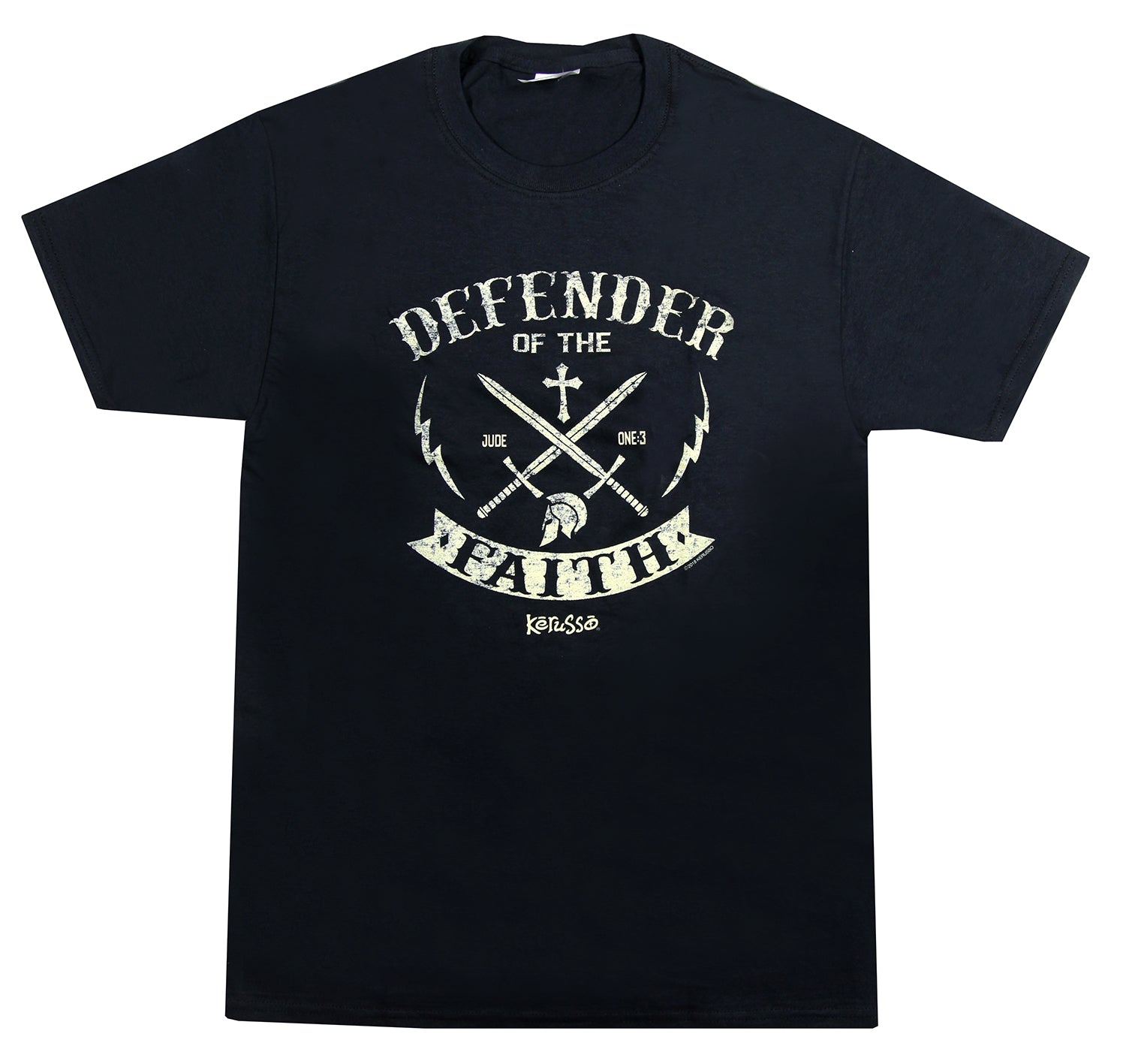 T-Shirt: Defender, Small Black/Gold (Jude 1:3)