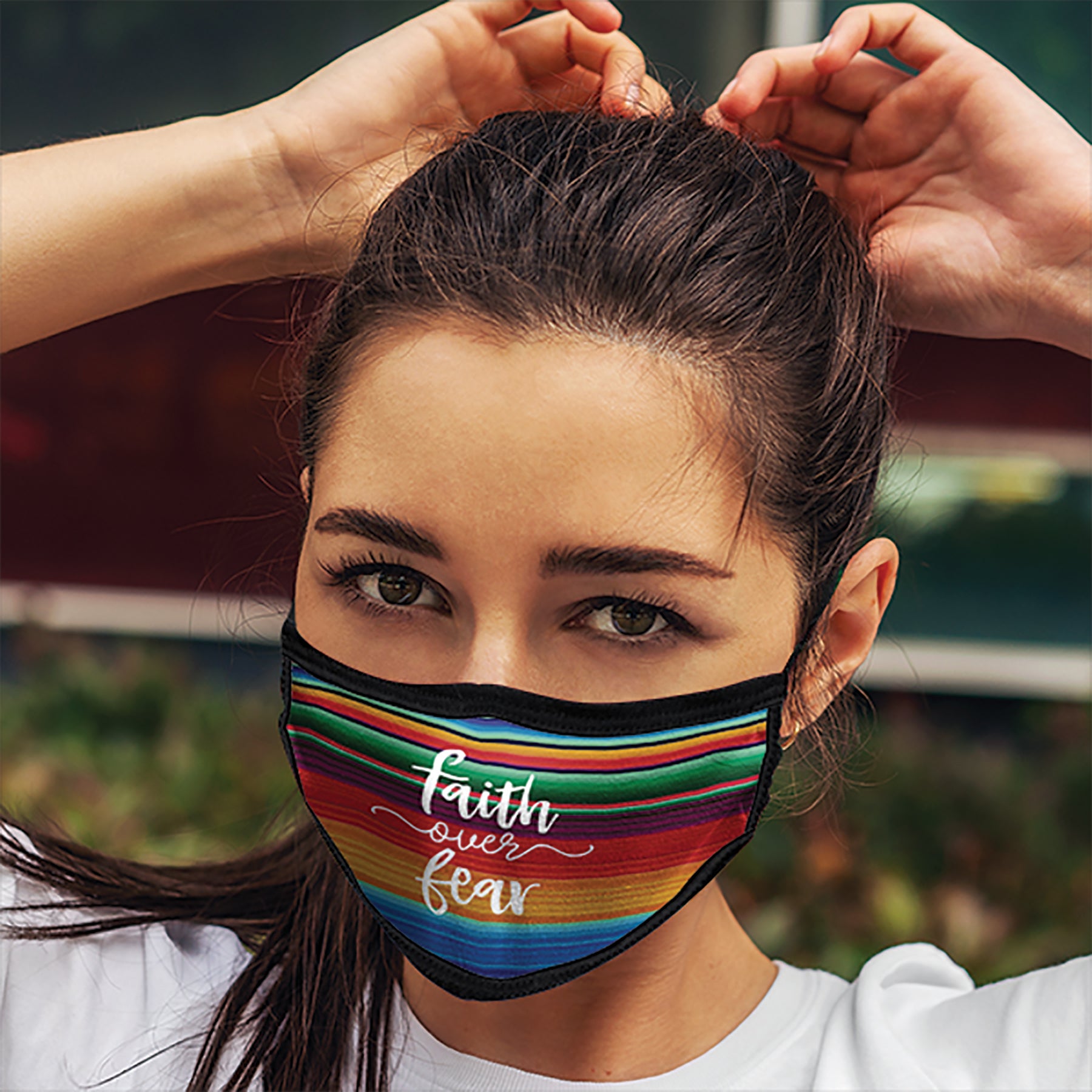Face Mask: Faith Over Fear, Lining 100% Ringspun Cotton, Outer 100% Polyester
