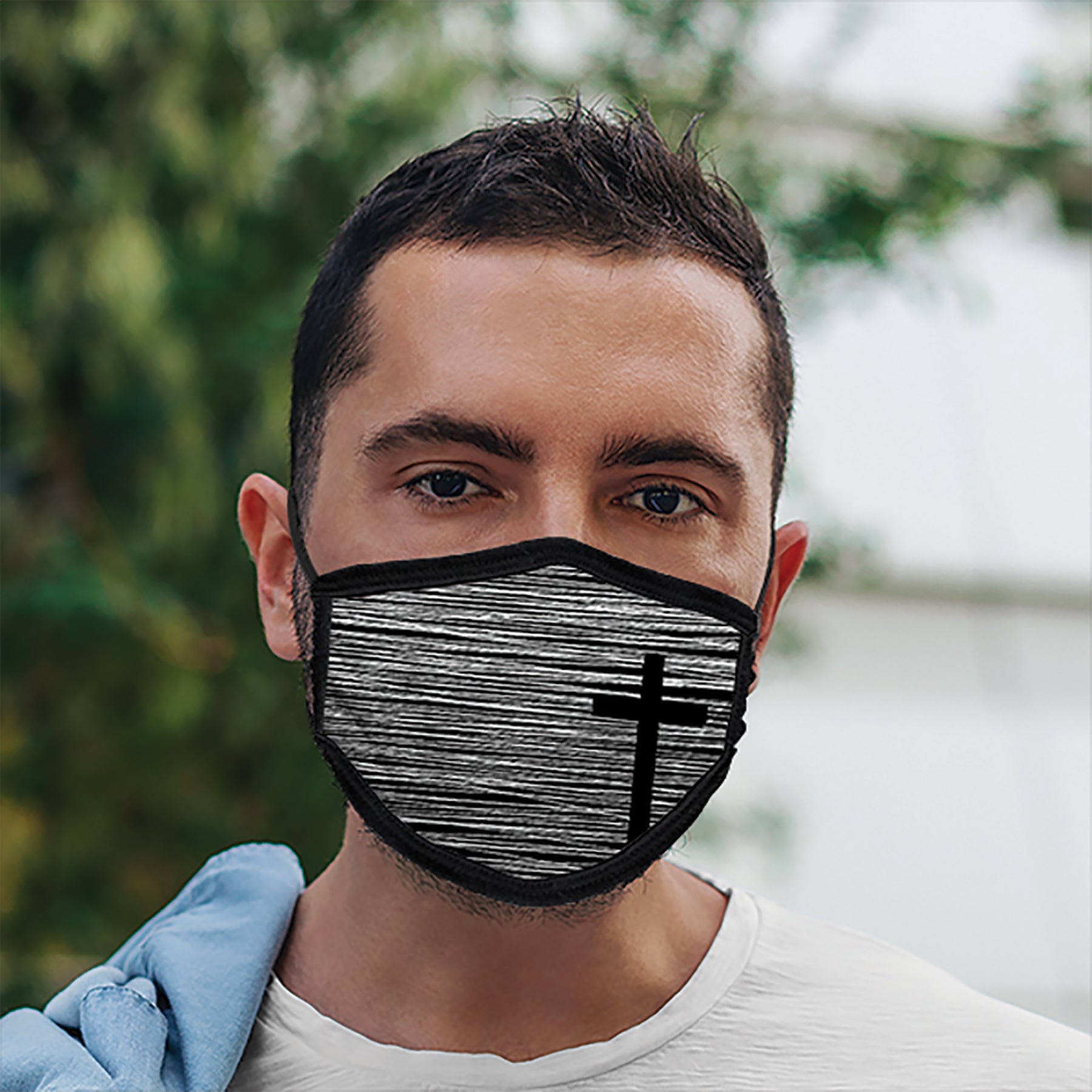 Face Mask: Cross, Lining 100% Ringspun Cotton, Outer 100% Polyester