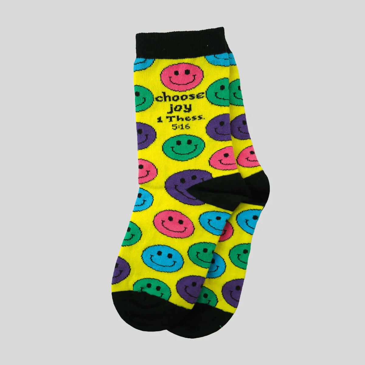 Bless My Sole Ankle Socks: Choose Joy, Yellow, 1 Thess. 5:16
