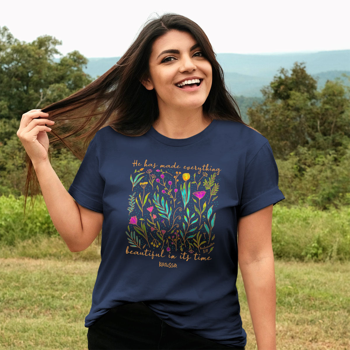Womens T-Shirt:  Everything Beautiful, Small, Navy