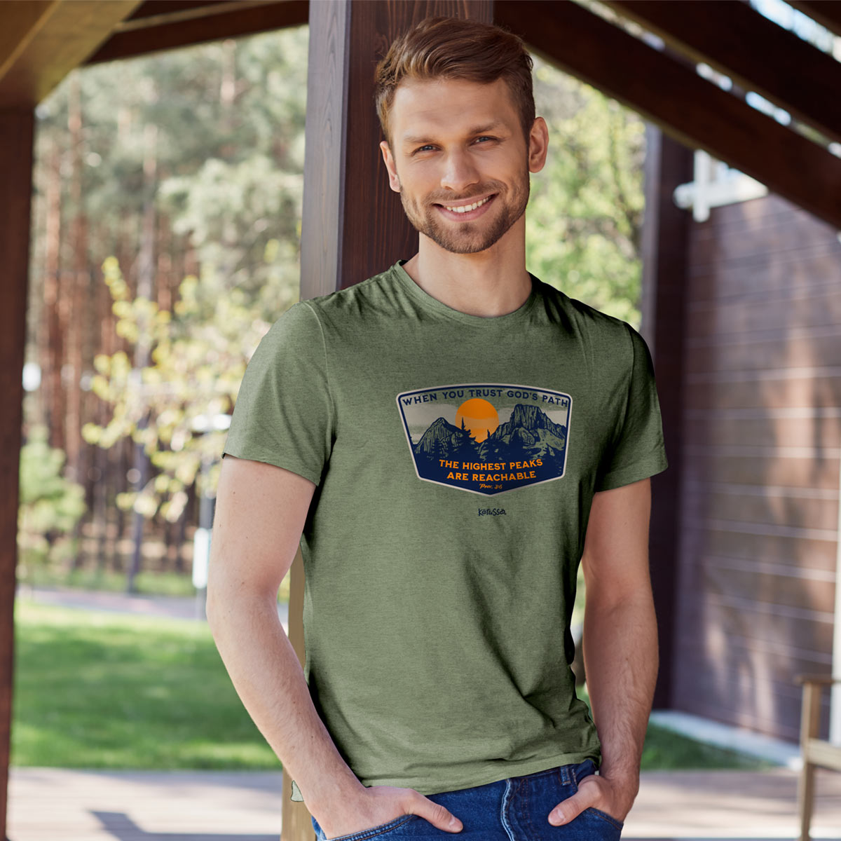 T-Shirt:  God's Path, Medium, Heather Military Green