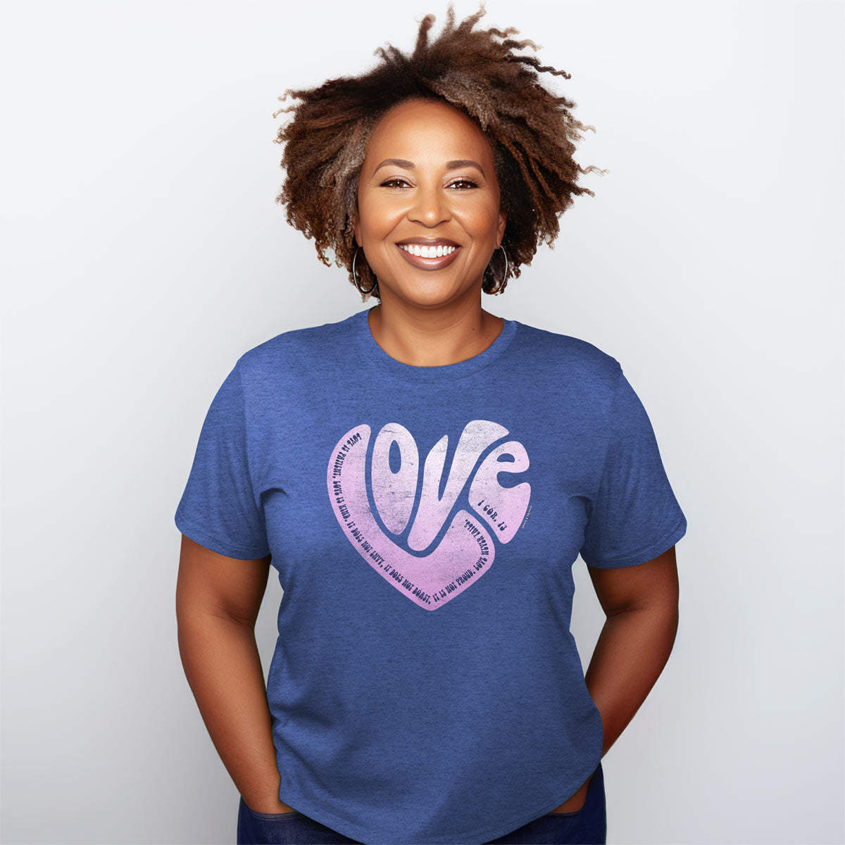 Grace & Truth Womens T-Shirt:  Love Heart, X-Large, Retro Heather Royal