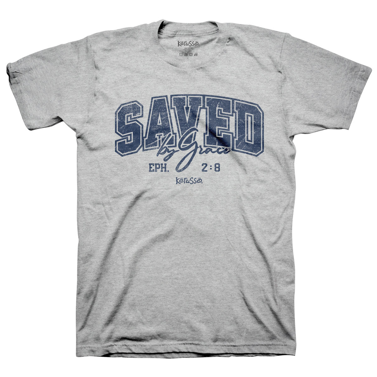 T-Shirt:  Saved By Grace, X-Large, Ash