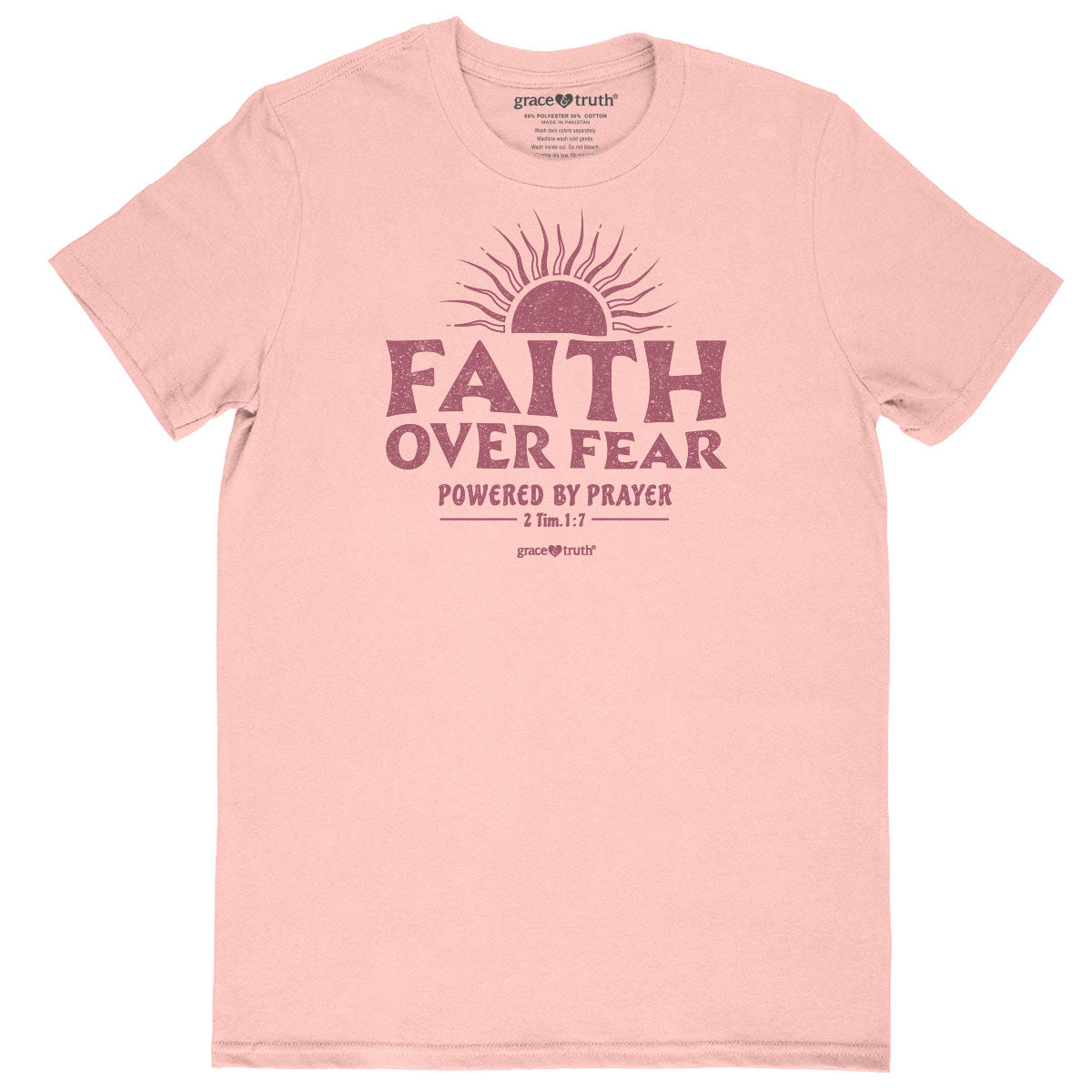Grace & Truth Womens T-Shirt:  Faith Prayer, Small, Blush Pink