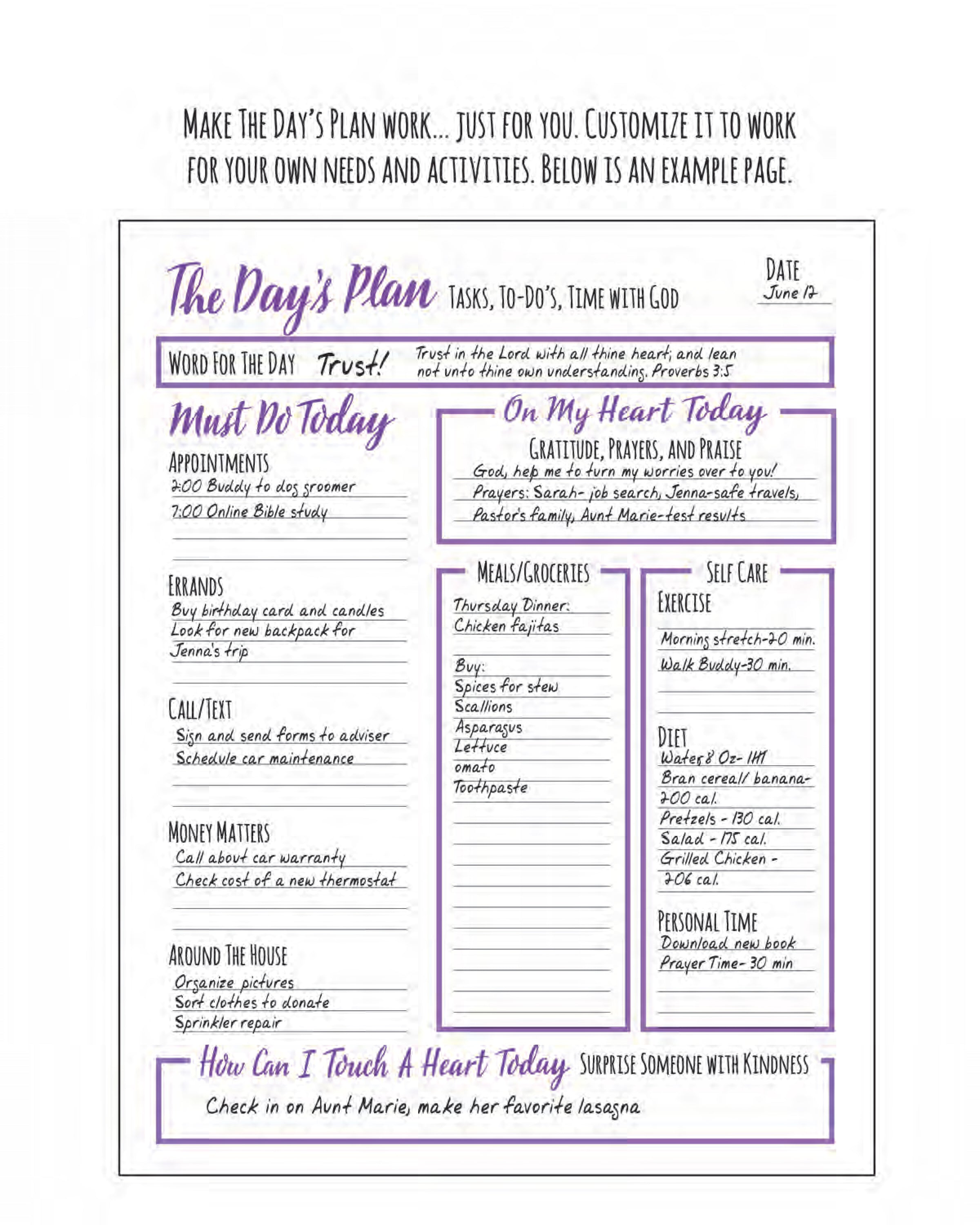 Undated Diary/Planner: The Day's Plan: Tasks, To-Do's, & Time With God