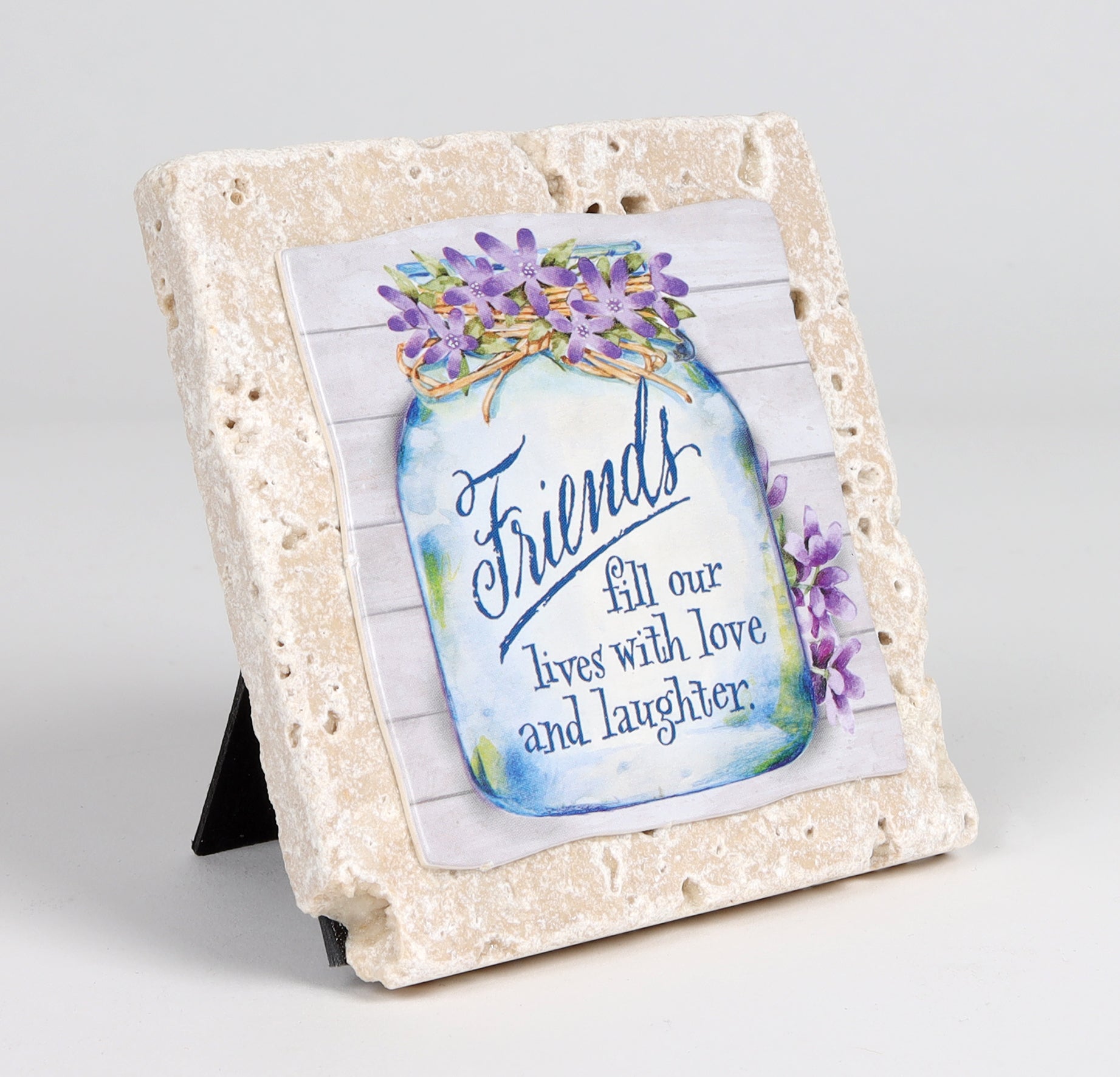 Sentiment Tile: Friends Fill Our Lives With Love and Laughter (Ceramic)