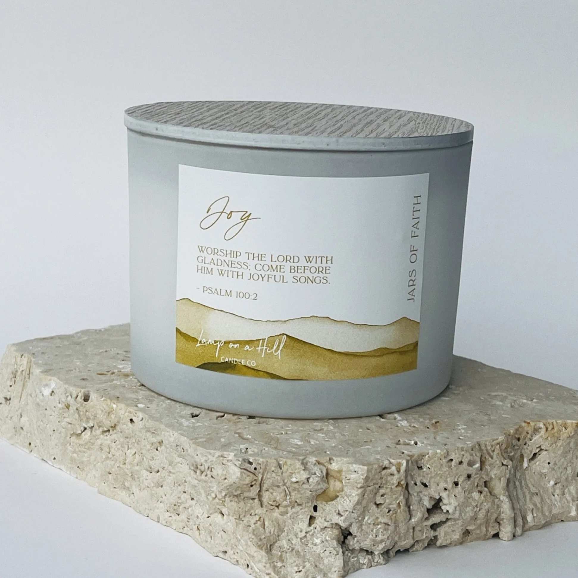 Soy Blend Candle (48 hours burn time, 330g): Jars of Faith, Joy, Yellow, Fragrance Gardenia
