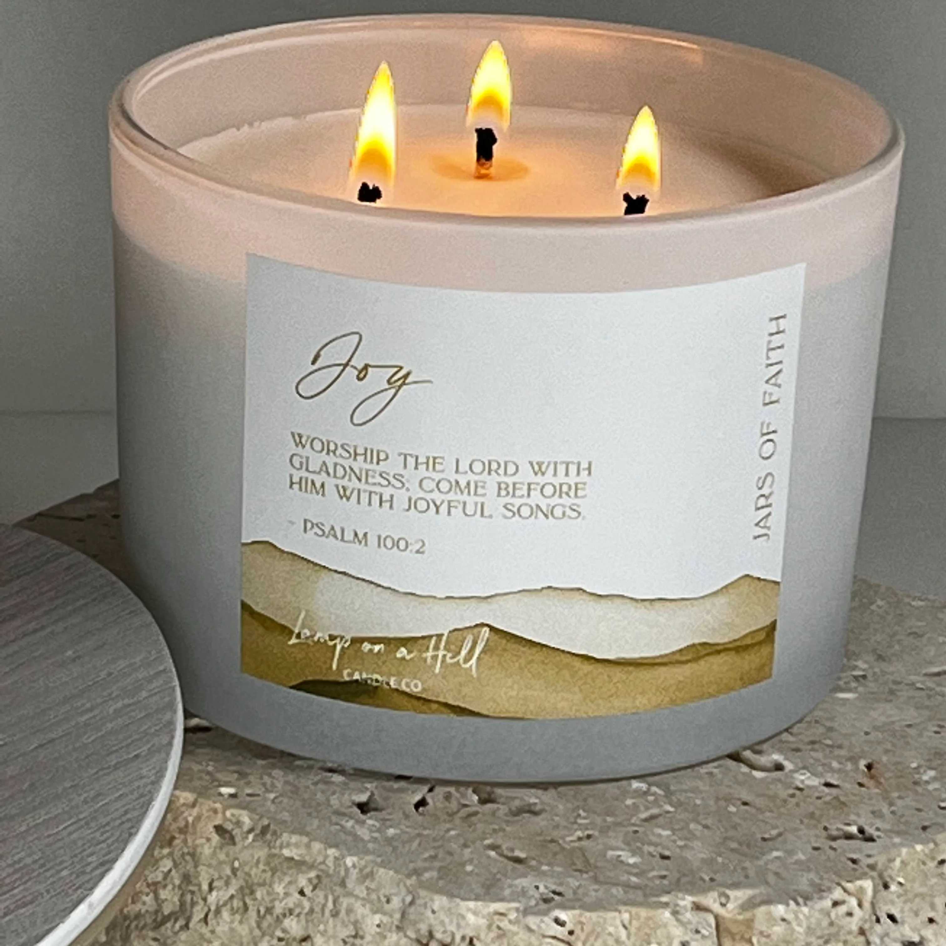 Soy Blend Candle (48 hours burn time, 330g): Jars of Faith, Joy, Yellow, Fragrance Gardenia