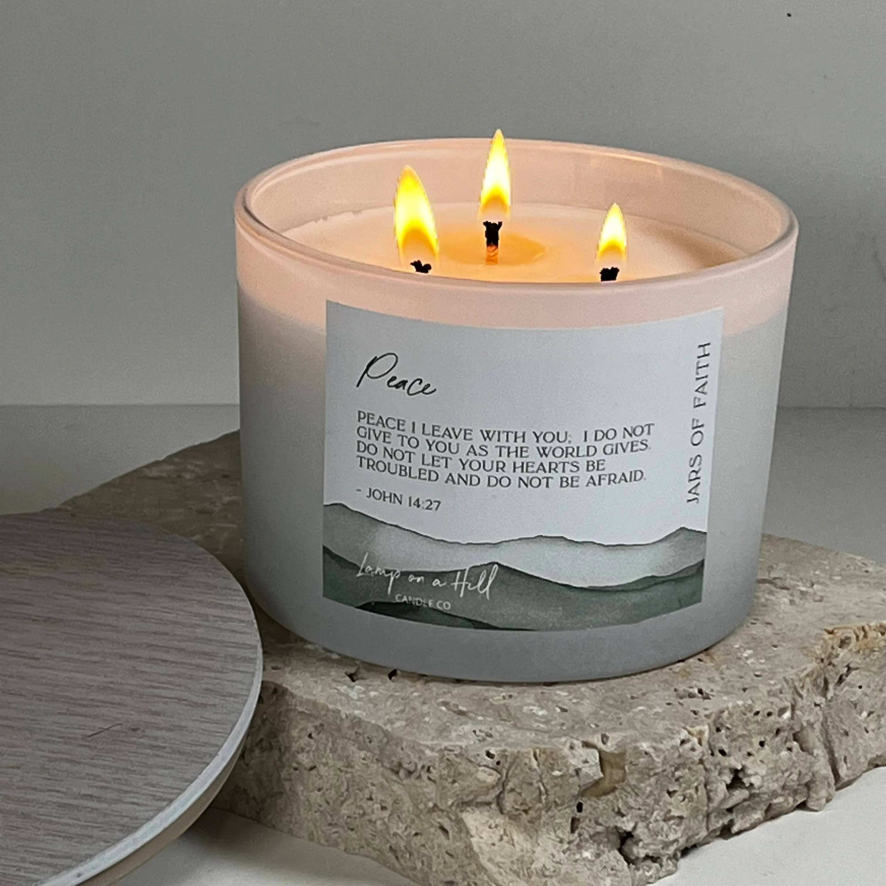 Soy Blend Candle (48 hours burn time, 330g): Jars of Faith, Peace, Green, Fragrance Lemongrass & Persian Lime